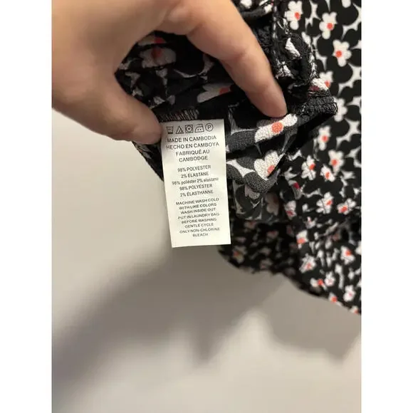 Michael Kors Black Floral Puff Sleeve Blouse Large - Picture 7 of 7